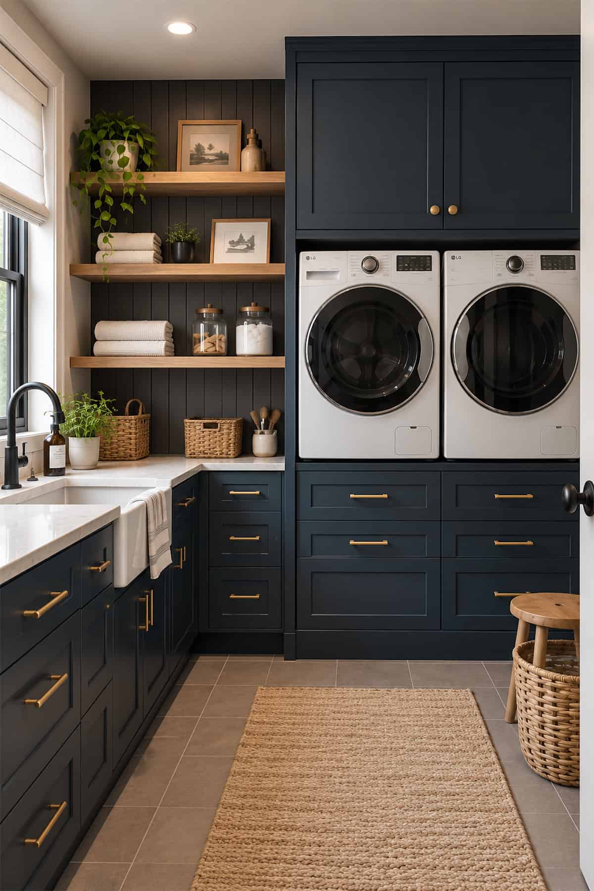 Laundry Machines Raised Over Drawer Storage