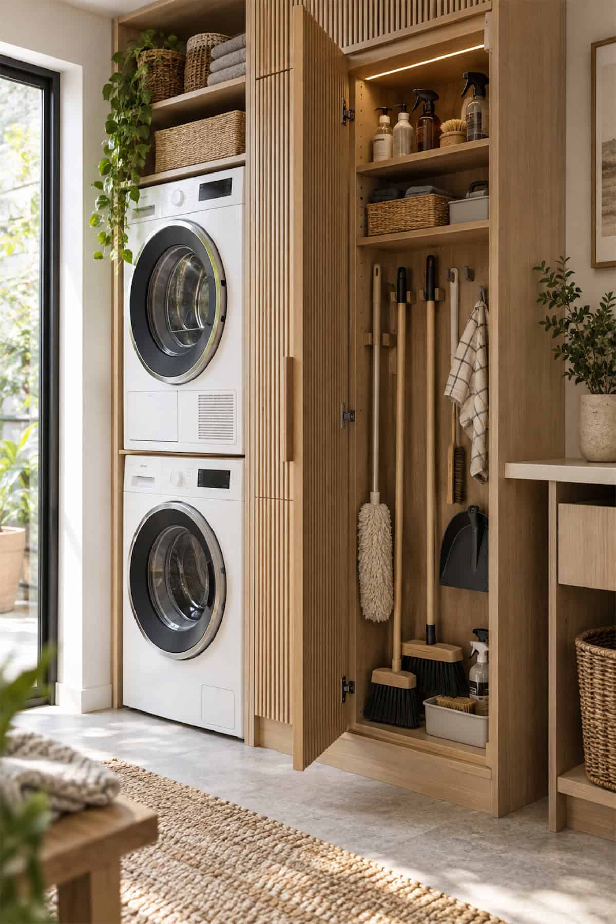 Slatted Doors for Laundry Utility Storage