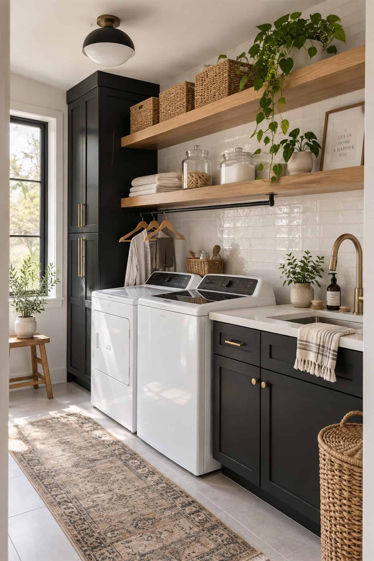 Open Shelves Above Laundry Machines