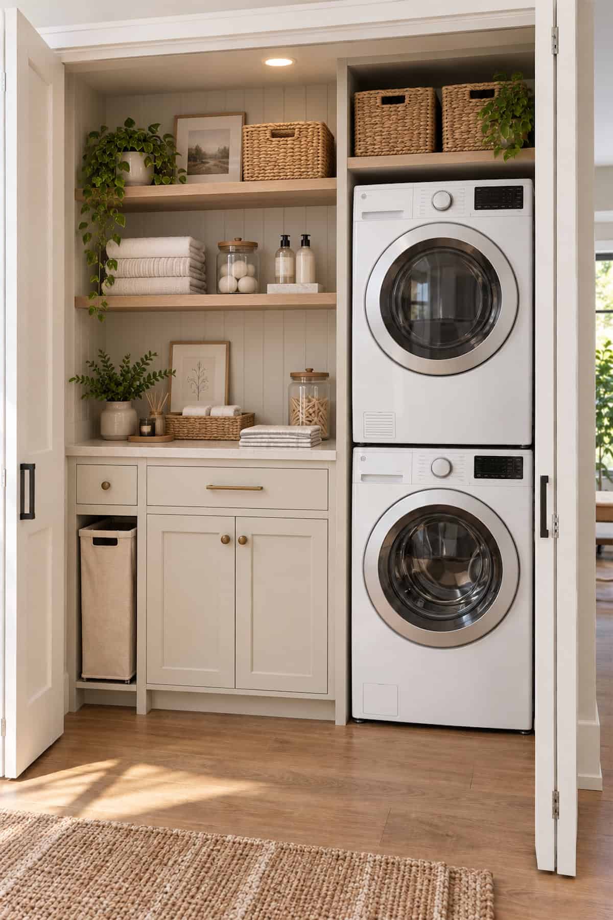 Stacked Laundry Closet and Counter
