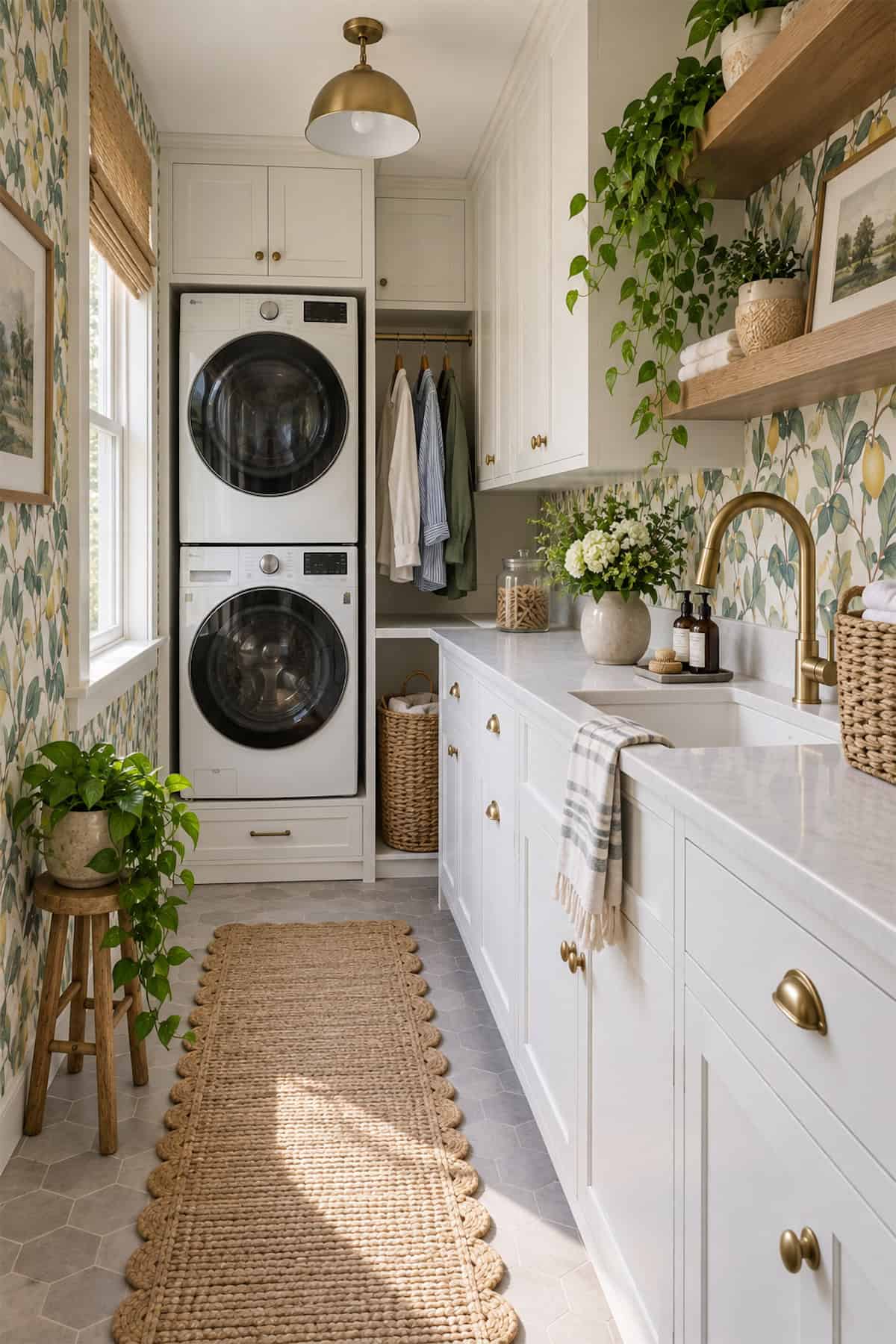 Botanical Wallpaper in a Laundry Galley