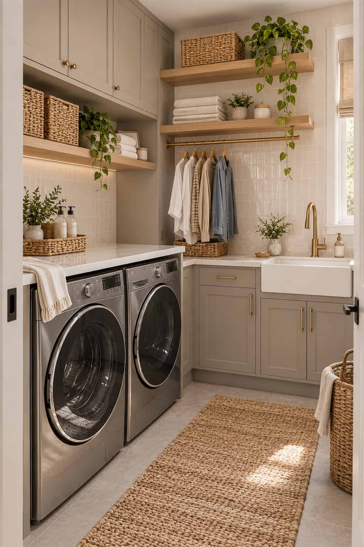 Laundry Closet with Sink and Clothes Rail