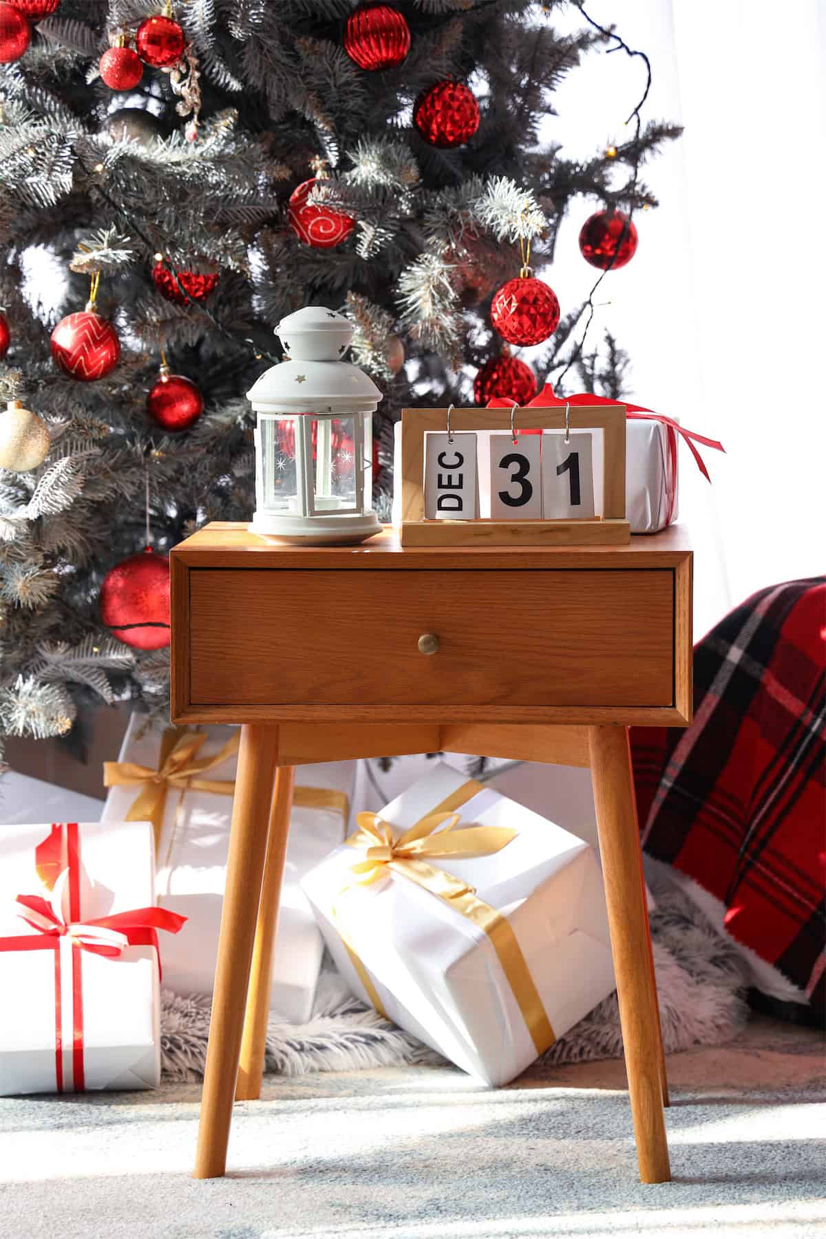 A Christmas Lantern on the Side Table