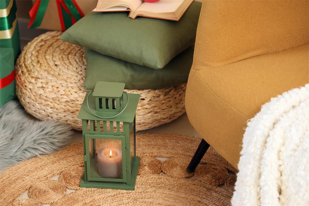 The Christmas Lantern Beside the Armchair
