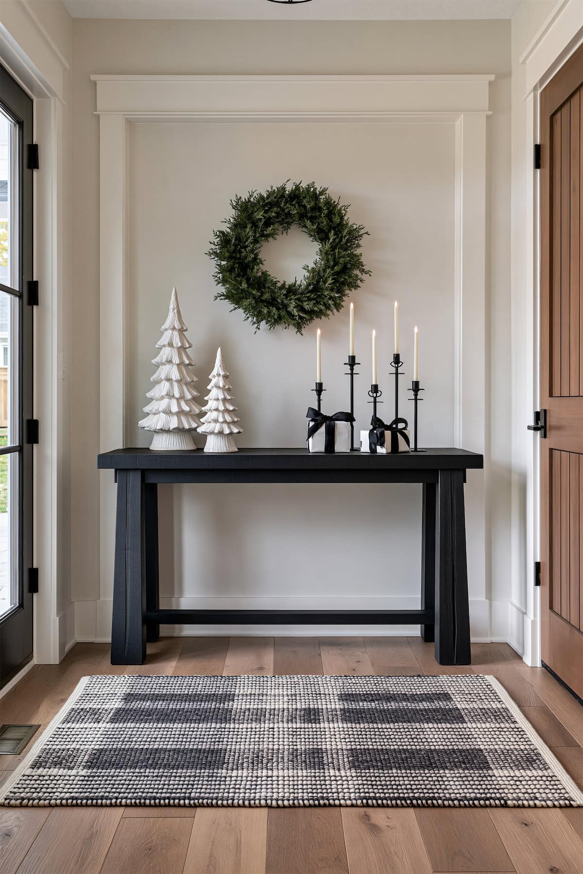 Black-and-White Christmas Entry Console
