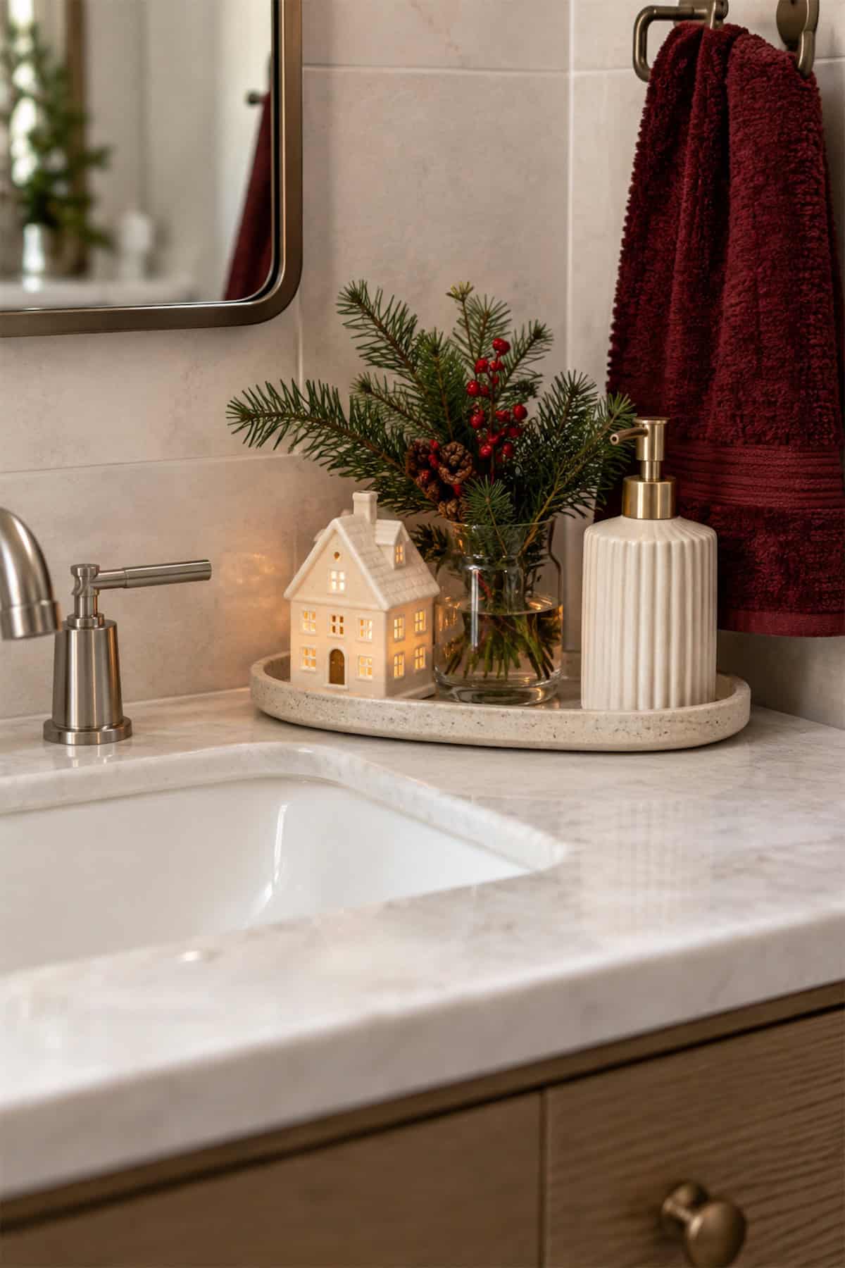 Christmas on the Bathroom Tray