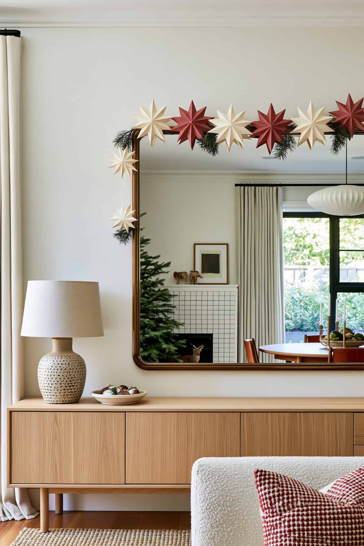 Paper Stars Along the Christmas Mirror