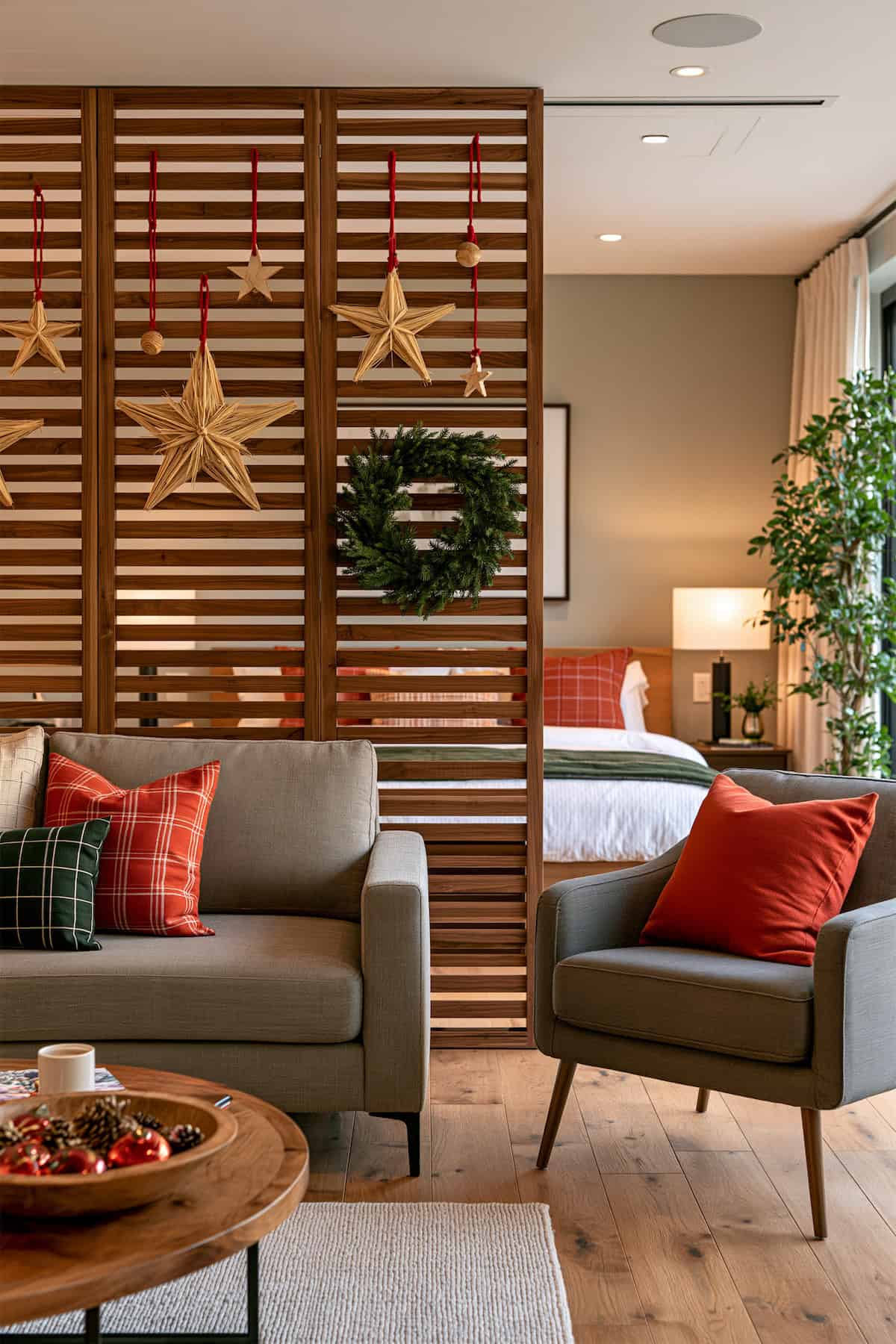 A Christmas Display on the Room Divider