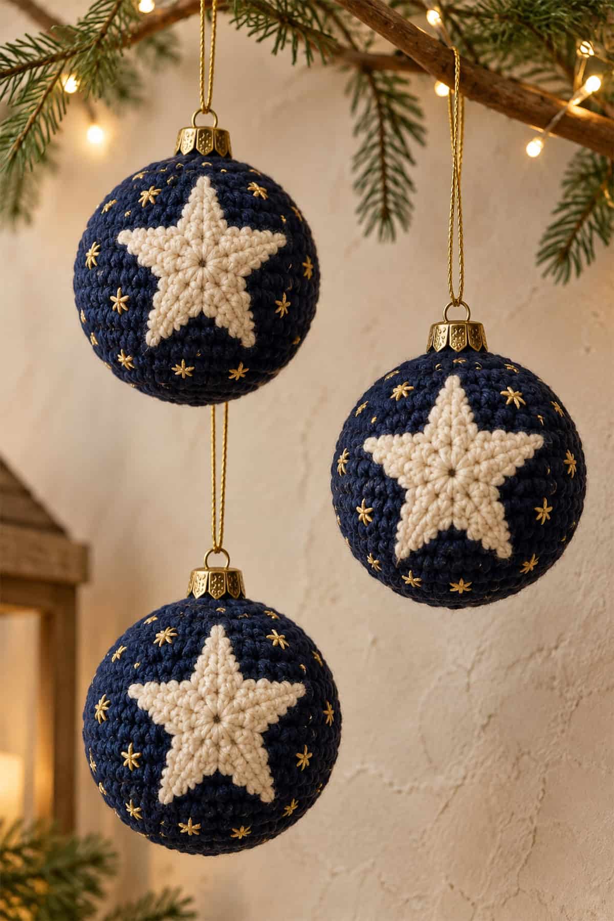 Star Motif Baubles in Navy