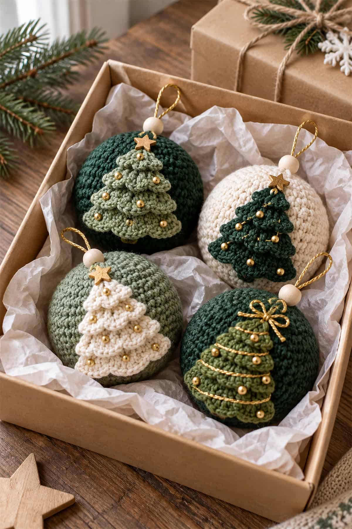 Tree Appliqué Crochet Baubles