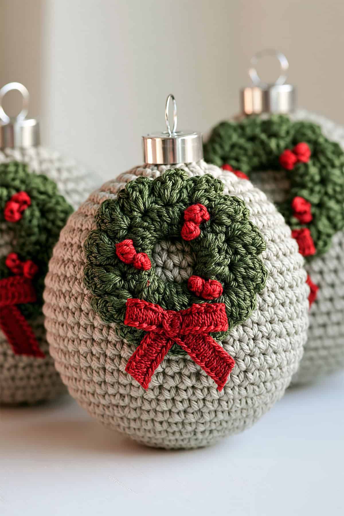 Wreath Motif Crochet Baubles