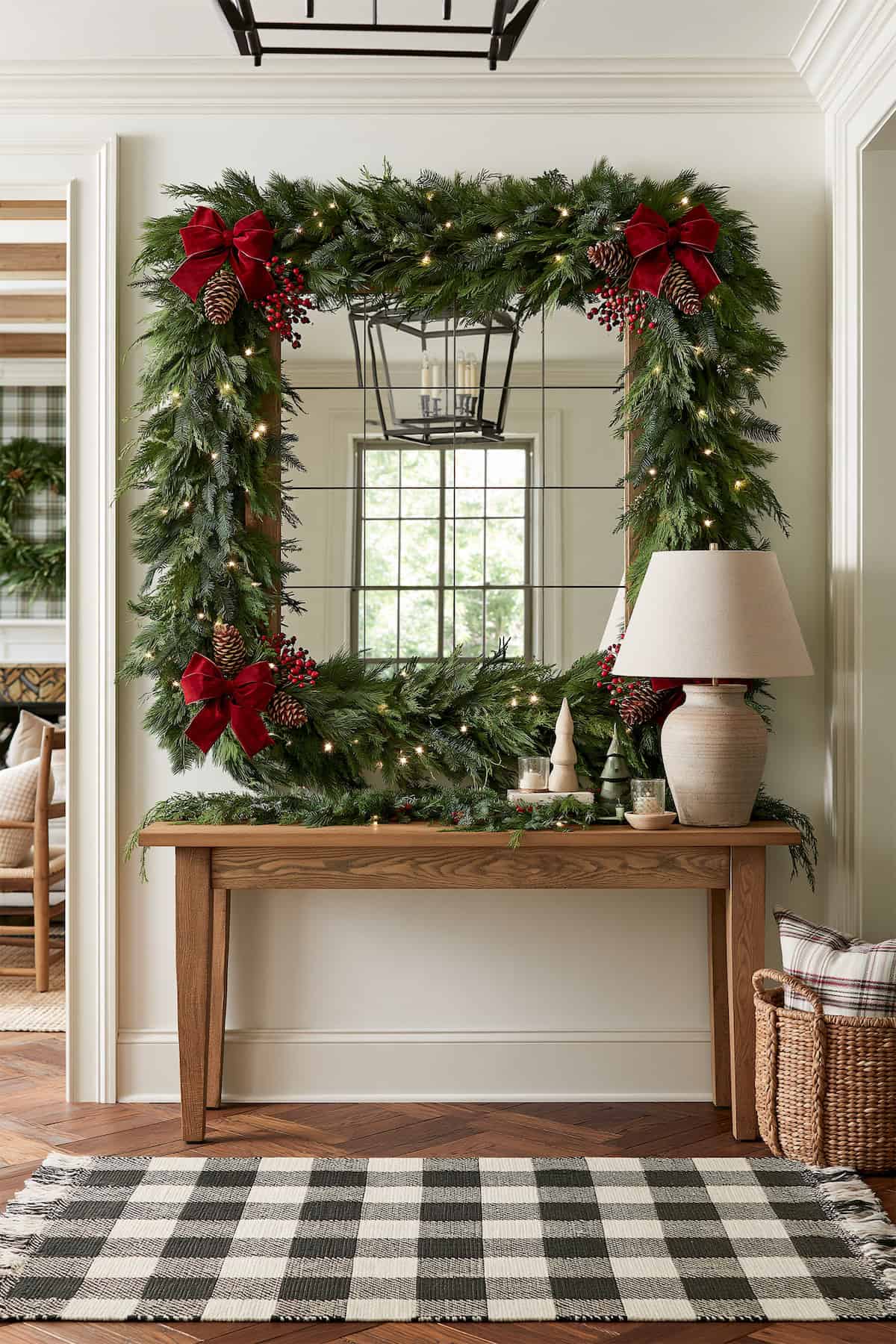 An Entryway Mirror Full of Evergreen