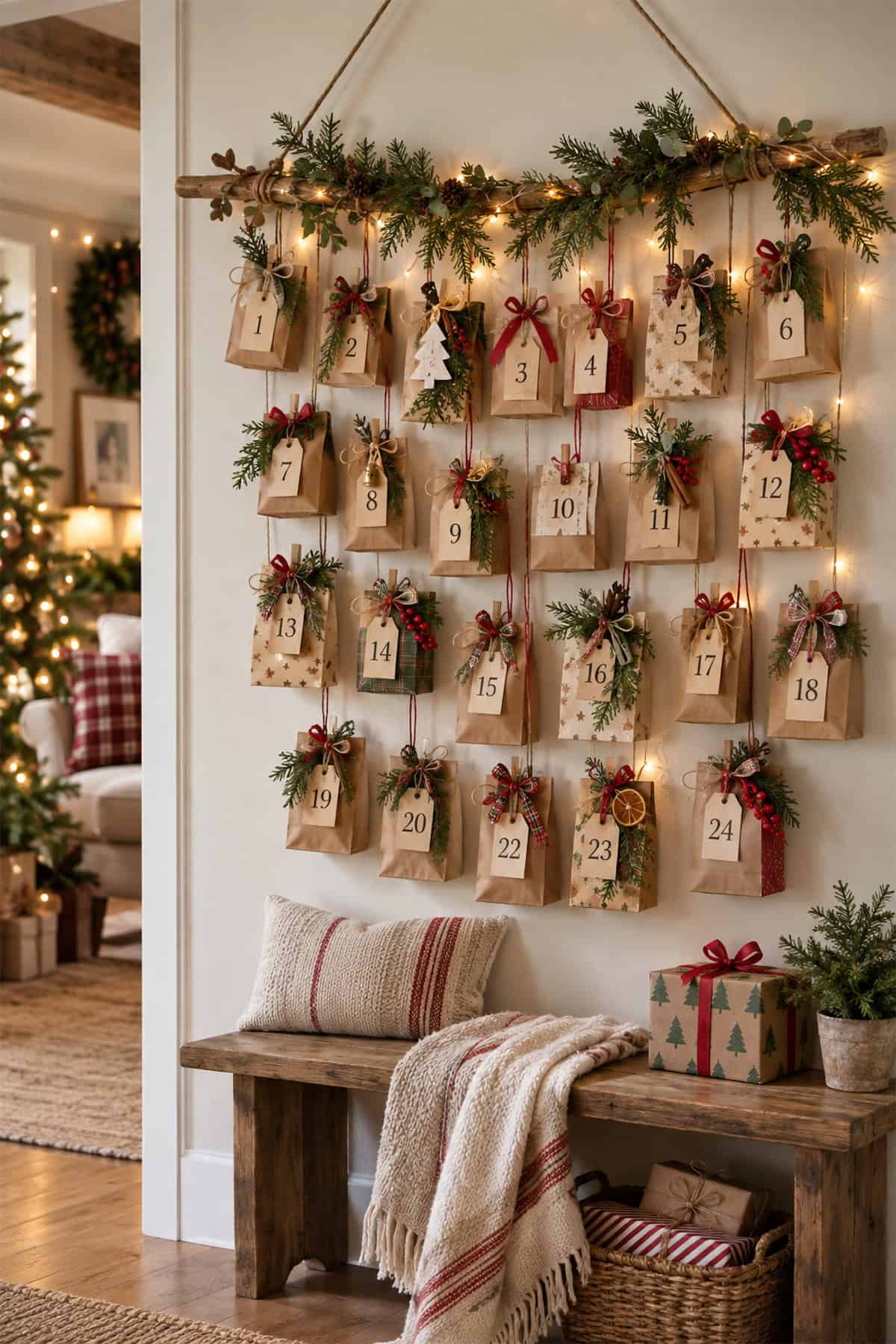Branch-Hung Gift Bag Advent Calendar
