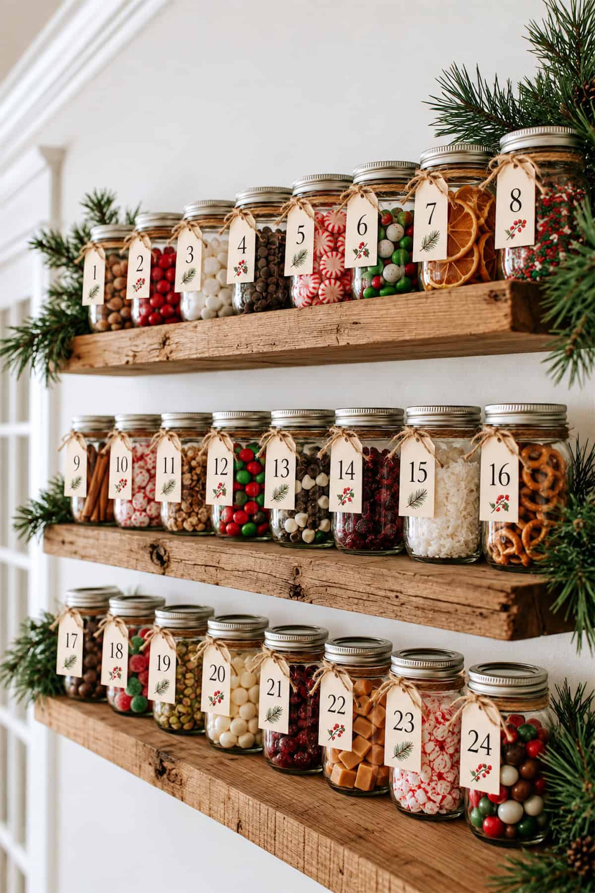 Advent Jars on Open Shelves