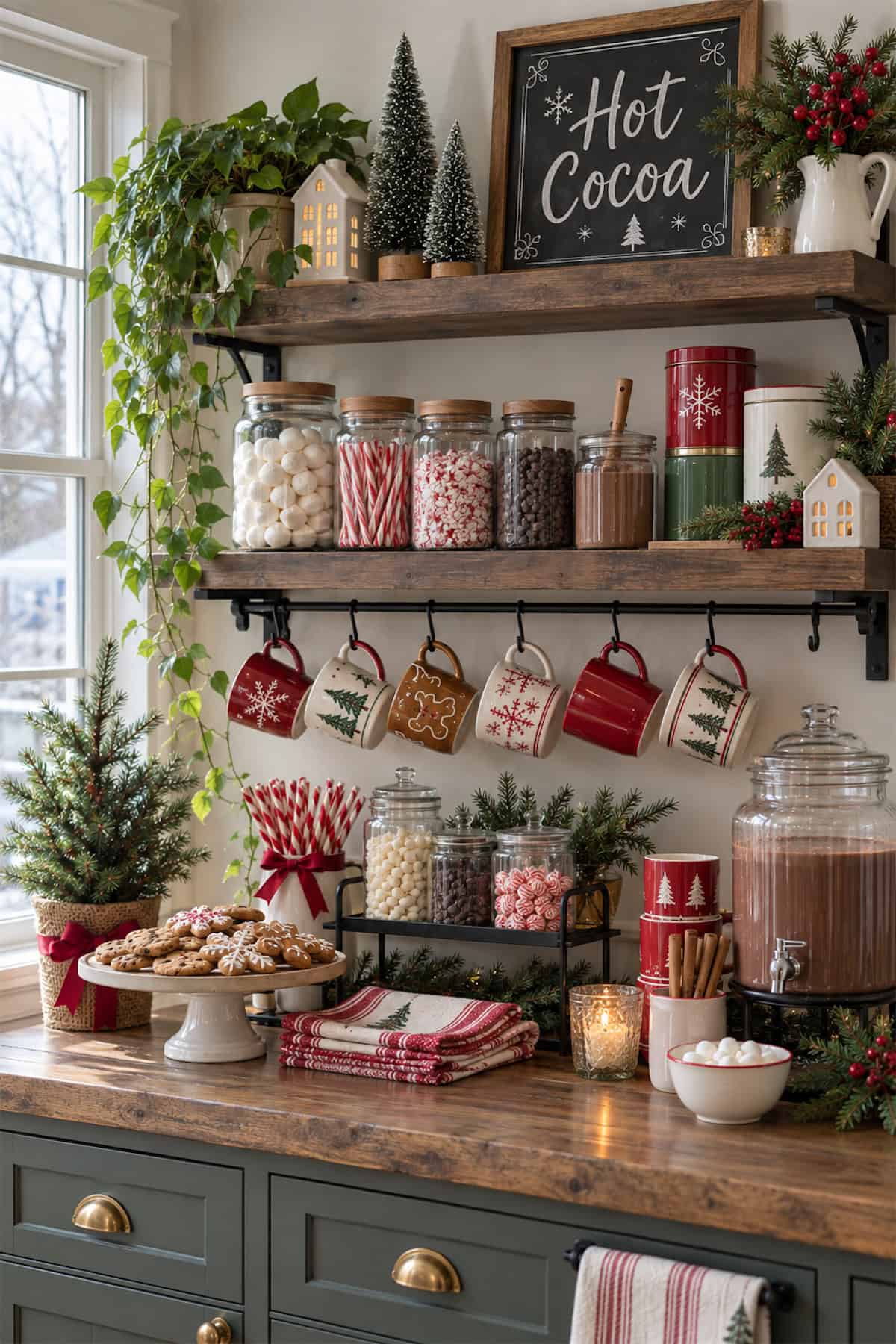 Cocoa Dispenser Beneath Open Shelves
