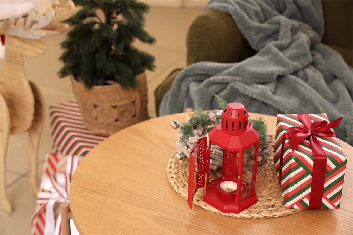 Red Lantern for the Christmas Table