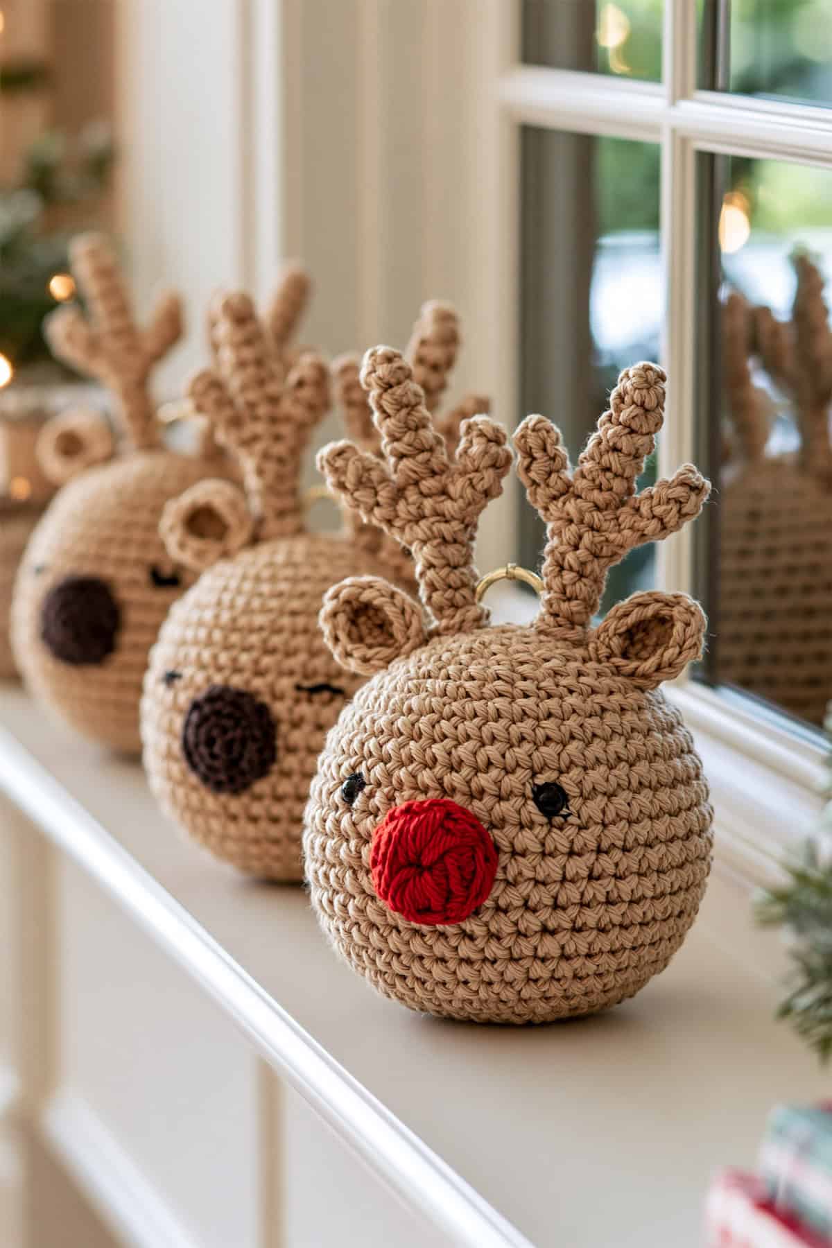 Reindeer Face Crochet Baubles
