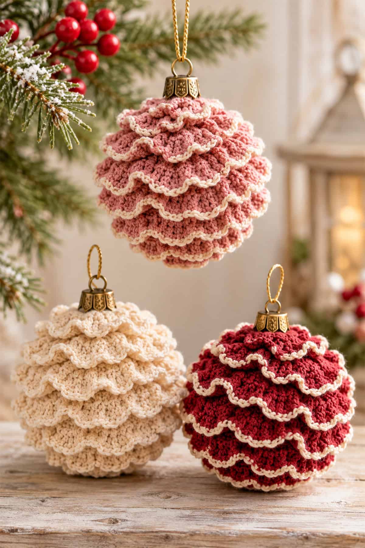 Ruffled Crochet Baubles