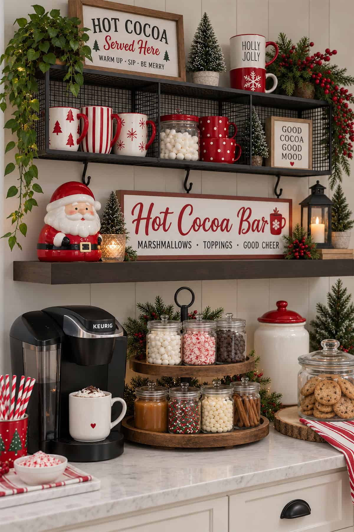 Cocoa Cups in Wire Cubby Shelves