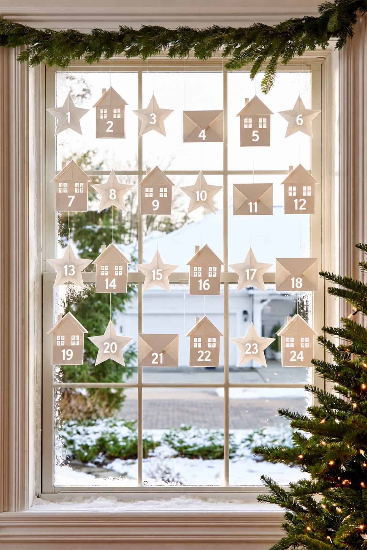 White Advent Calendar Across the Window