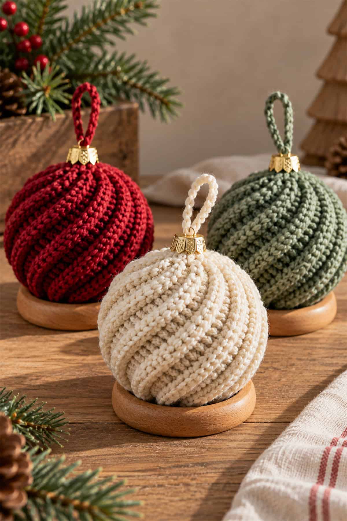 Spiral-Rib Christmas Baubles