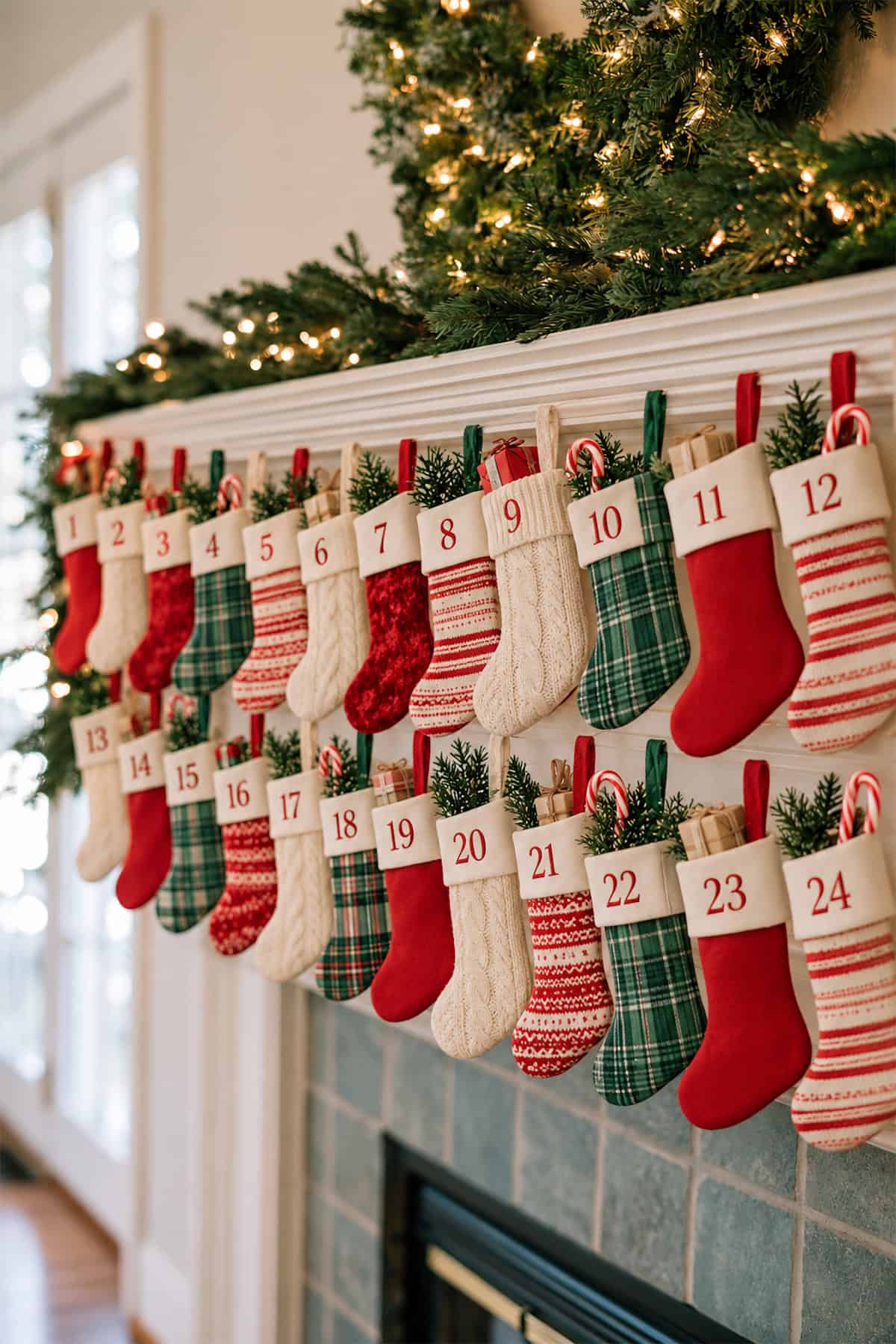 Mantel Stocking Advent Garland