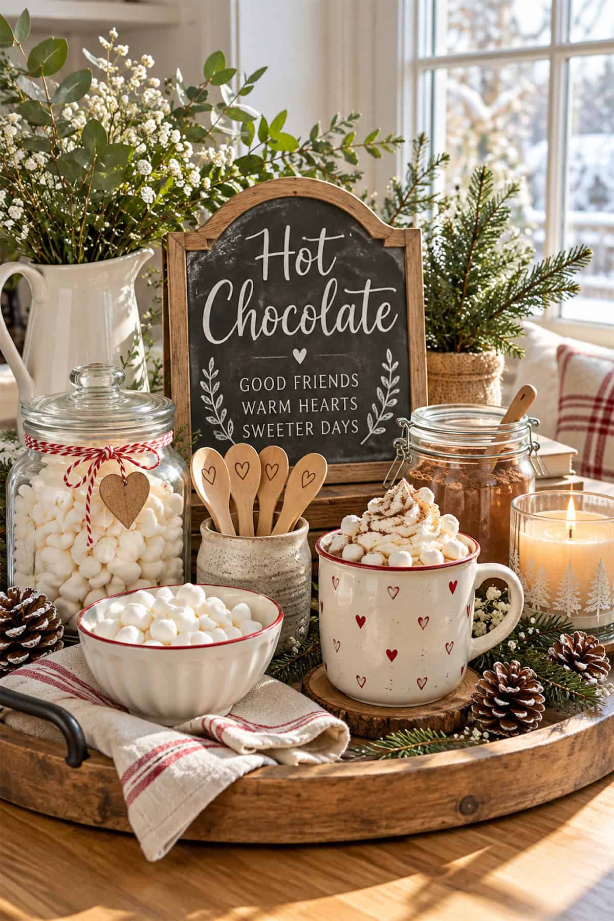 A Round Tray for Hot Cocoa