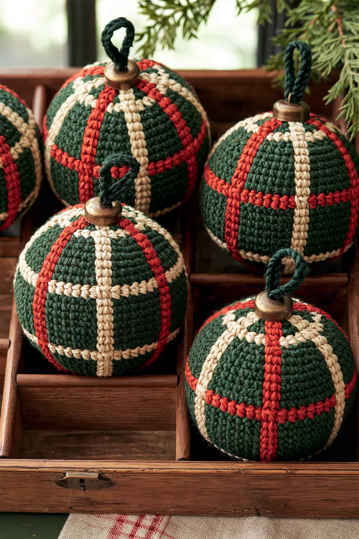 Tartan Crochet Baubles