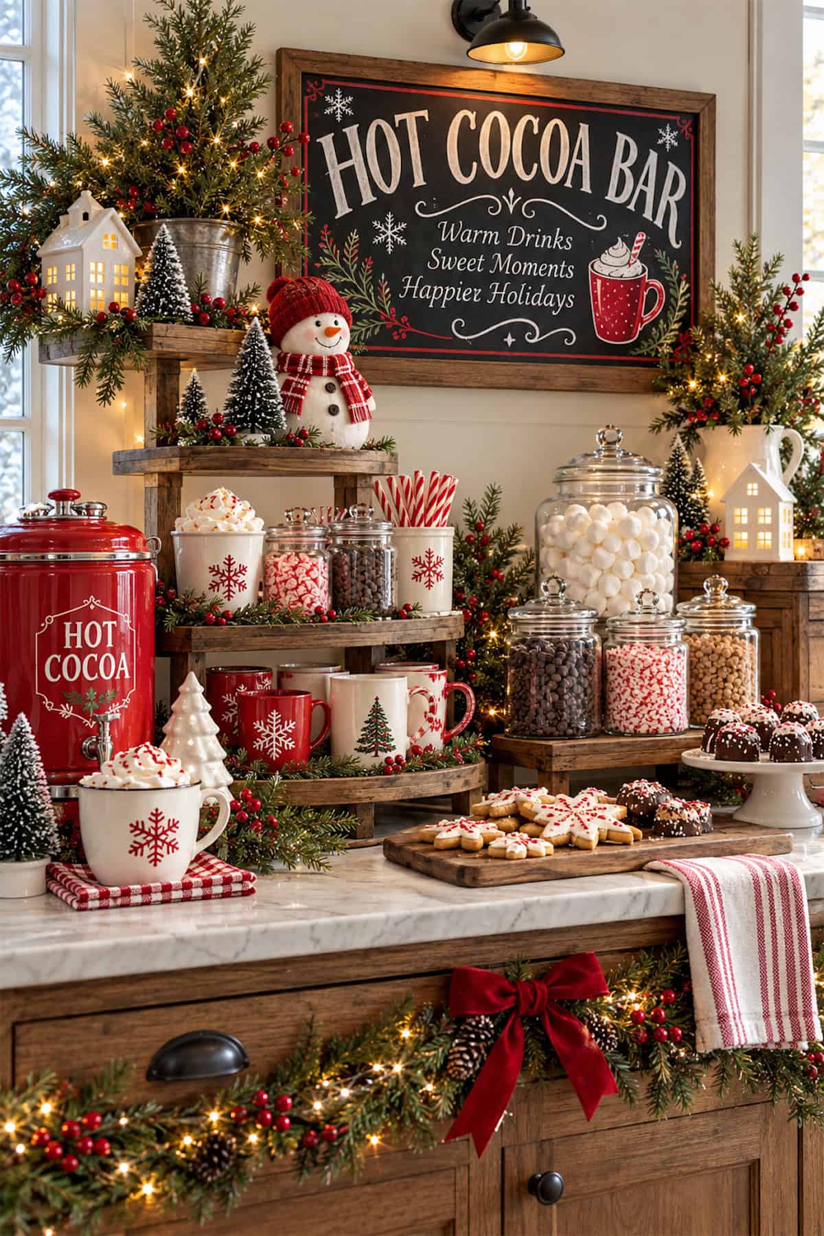 Snowman Above the Cocoa Tiers
