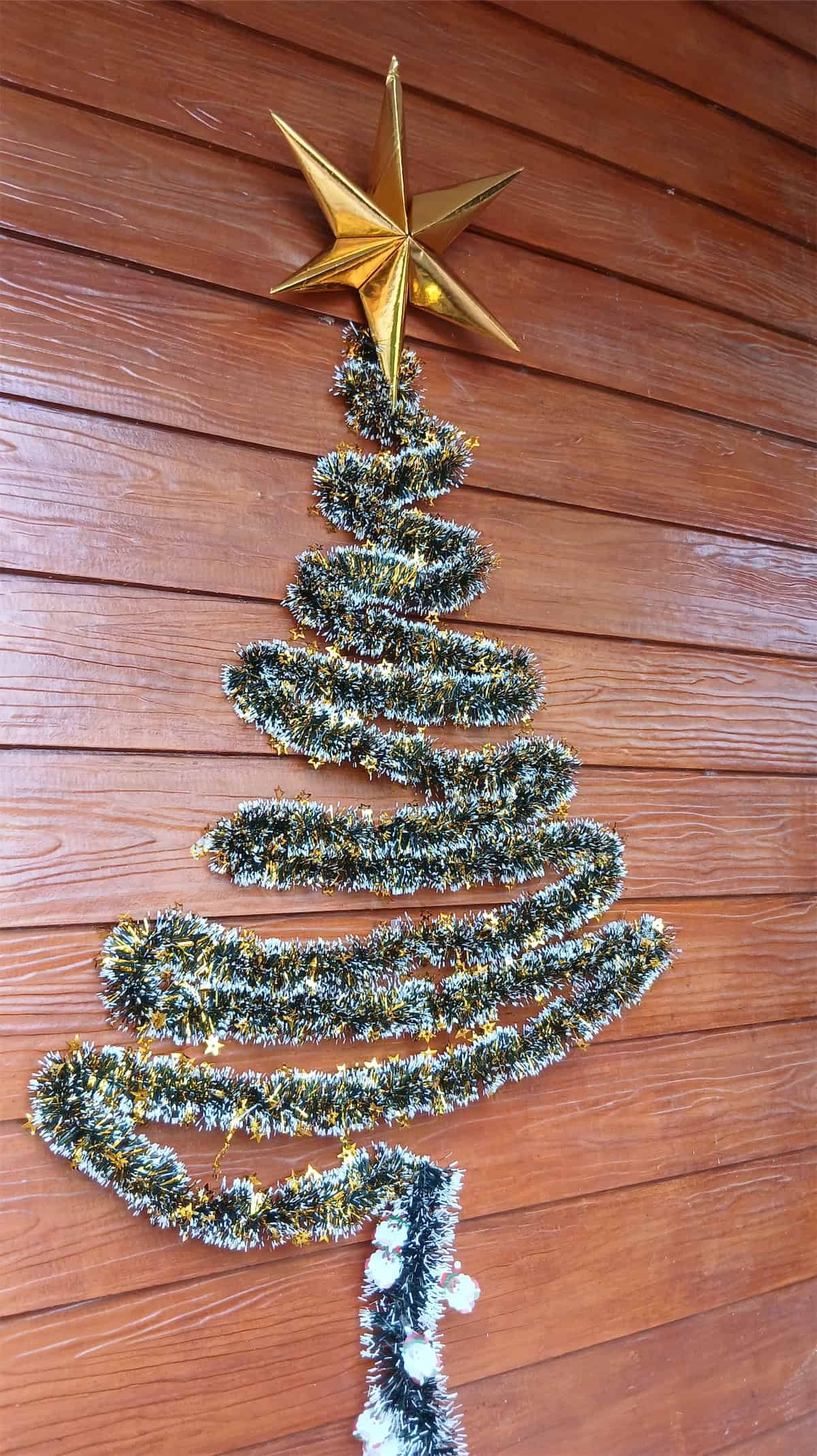 Wall Mounted Tinsel Christmas Tree