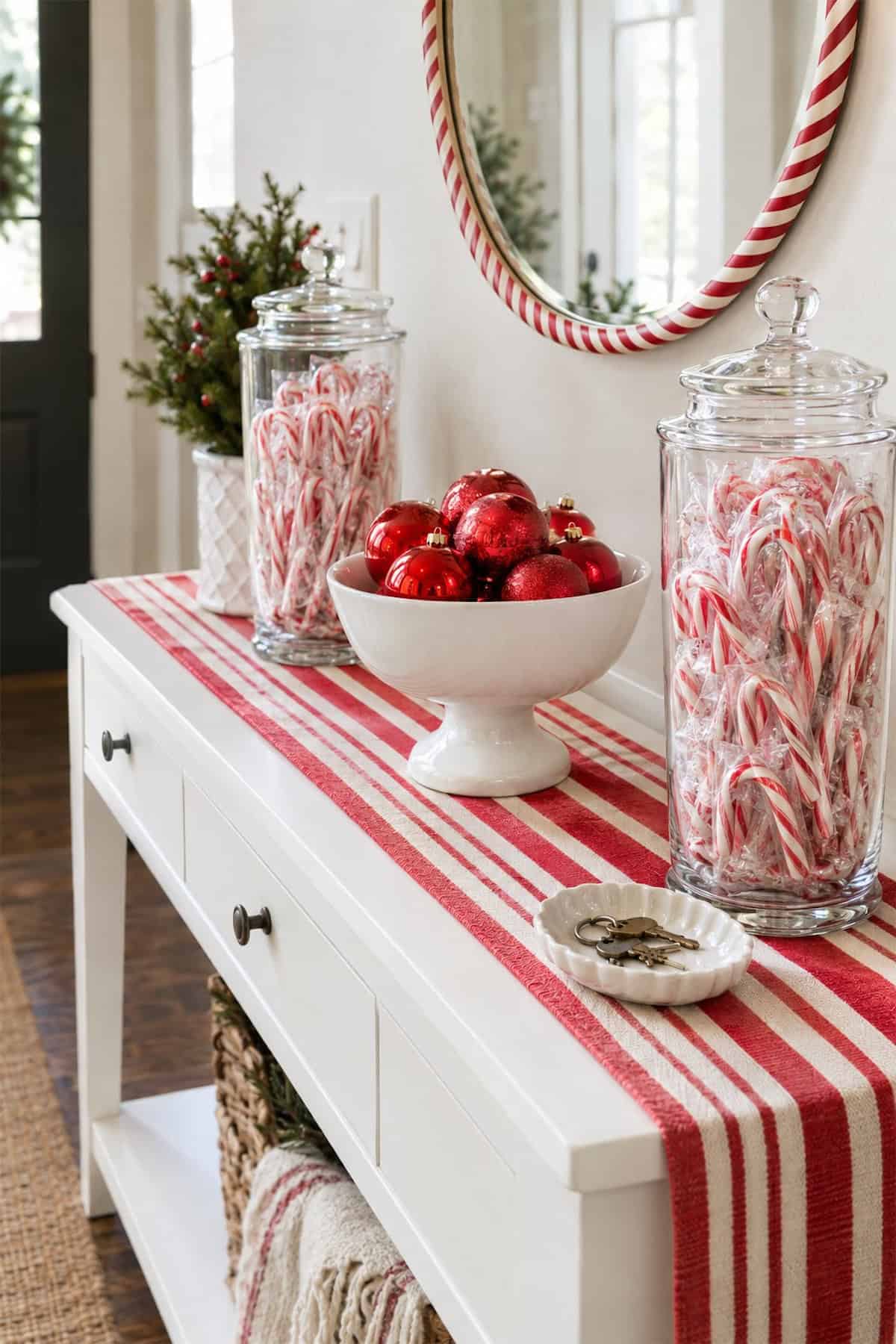 Candy Cane Christmas on the Entry Table