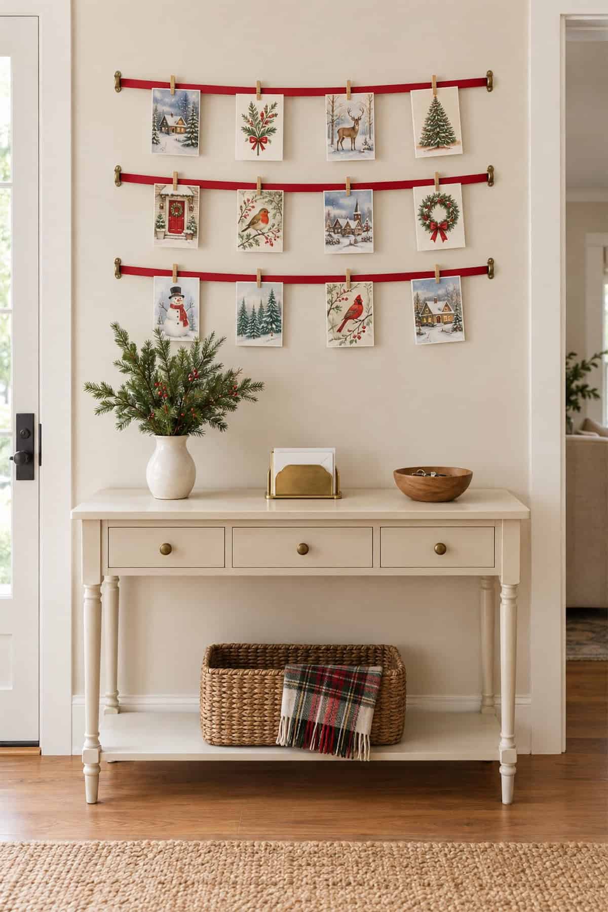 Christmas Cards Above the Entry Table