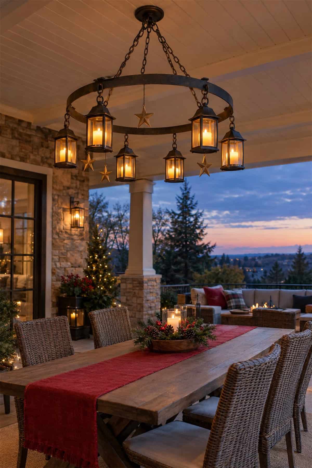 Patio Christmas Lantern Chandelier