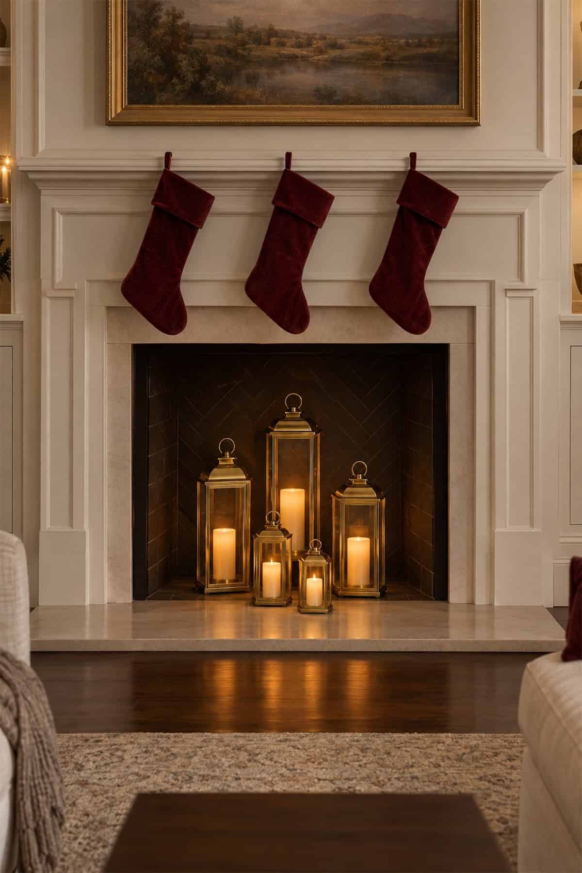 Firebox Full of Christmas Lanterns
