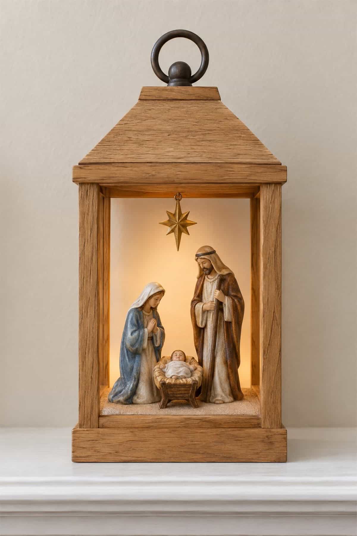Nativity in a Christmas Lantern