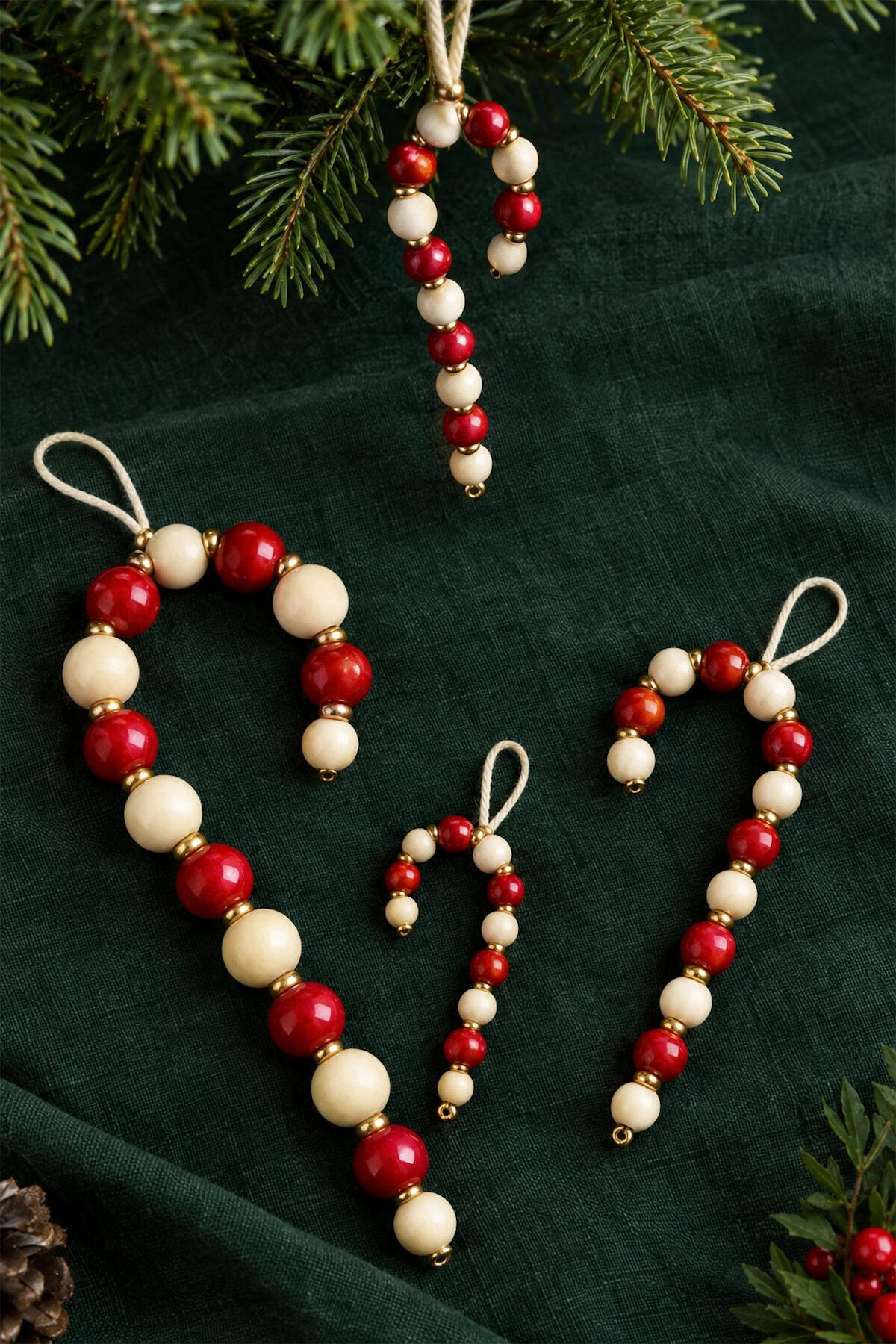 beaded candy cane ornaments