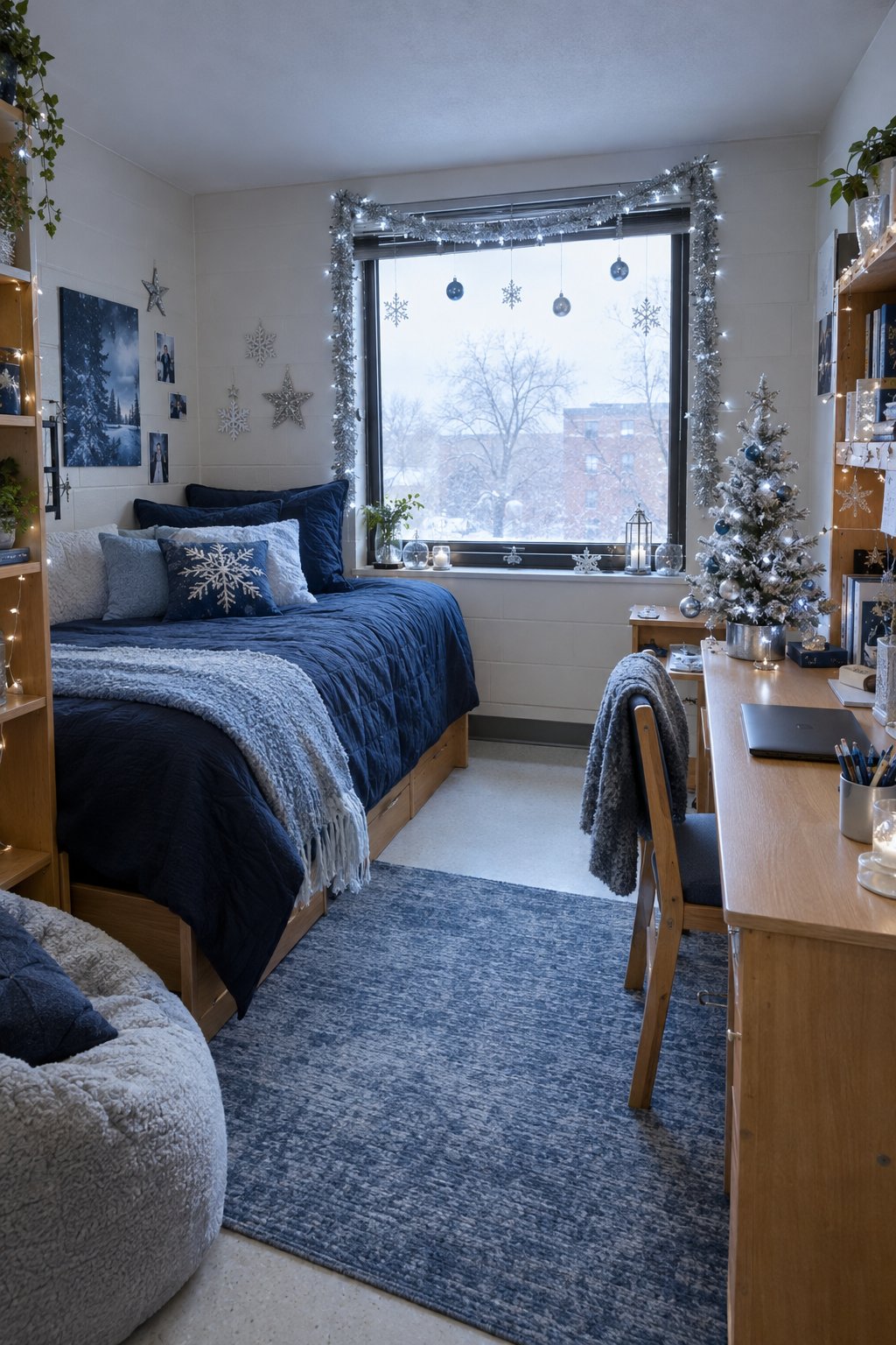 A Blue-and-Silver Dorm Christmas