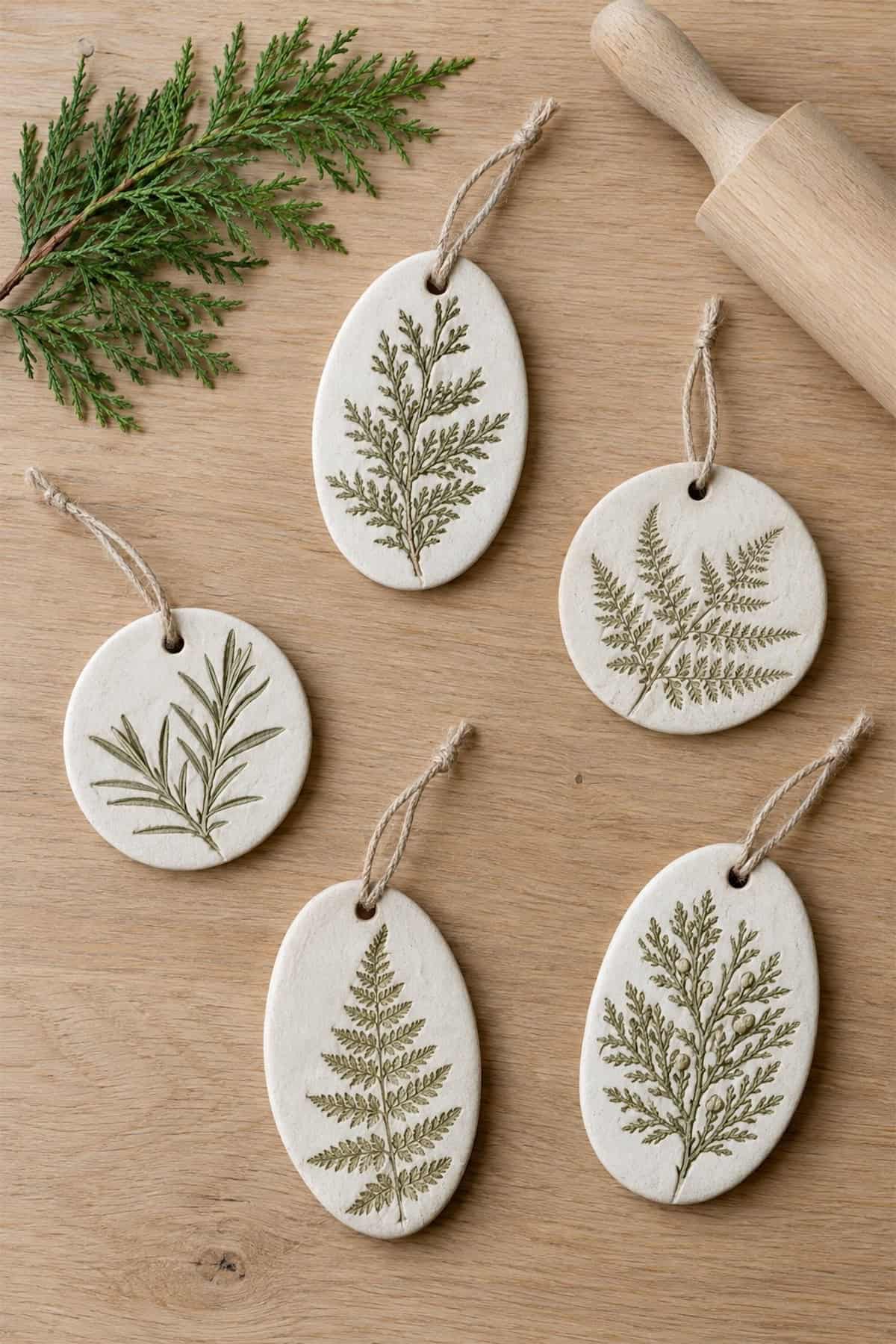 botanical clay impression ornaments
