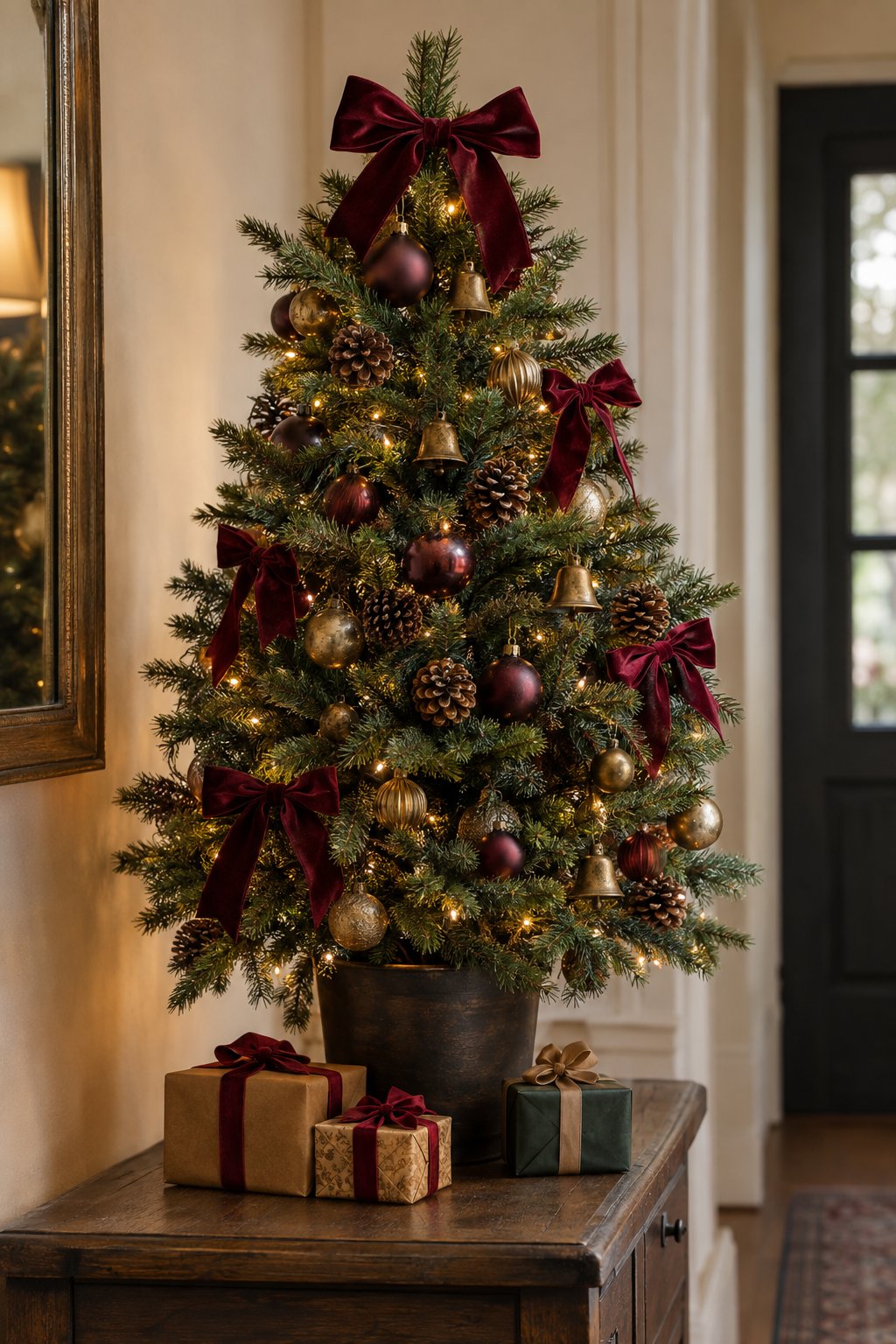 Burgundy Velvet for a Console Tree