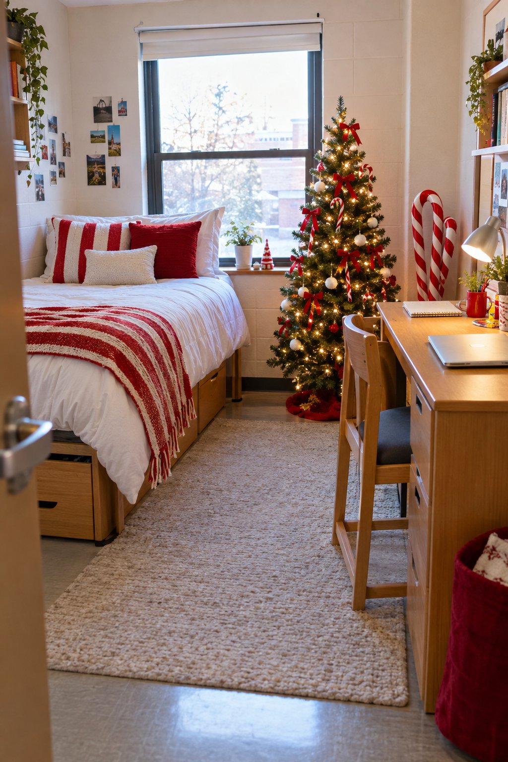 Candy-Stripe Christmas in a Dorm