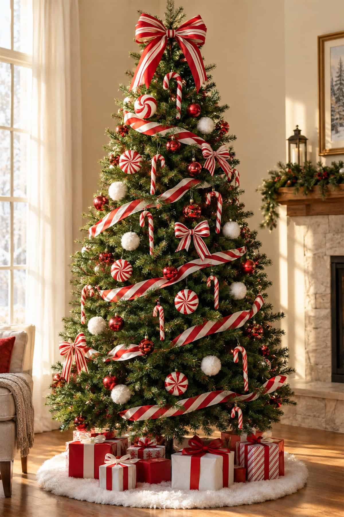 Candy-Cane Stripes Across the Tree