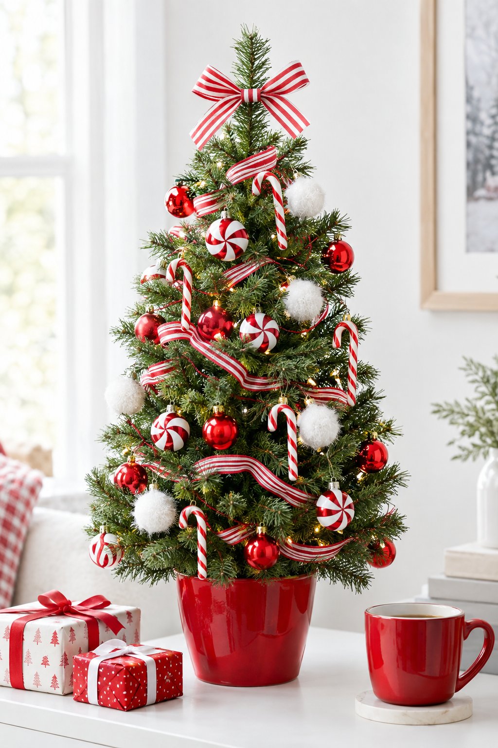 A Candy-Cane Tree in Red and White