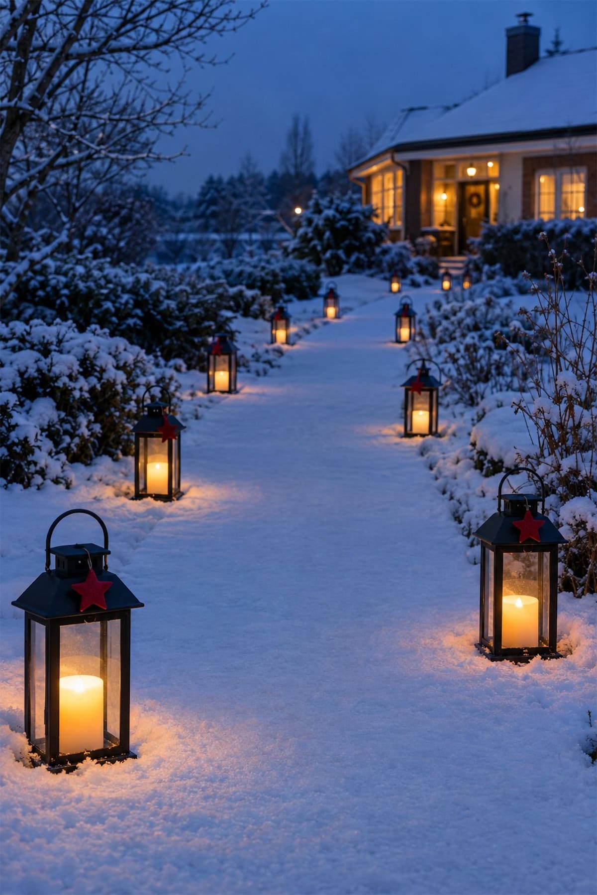 Along the Snowy Path: Christmas Lanterns