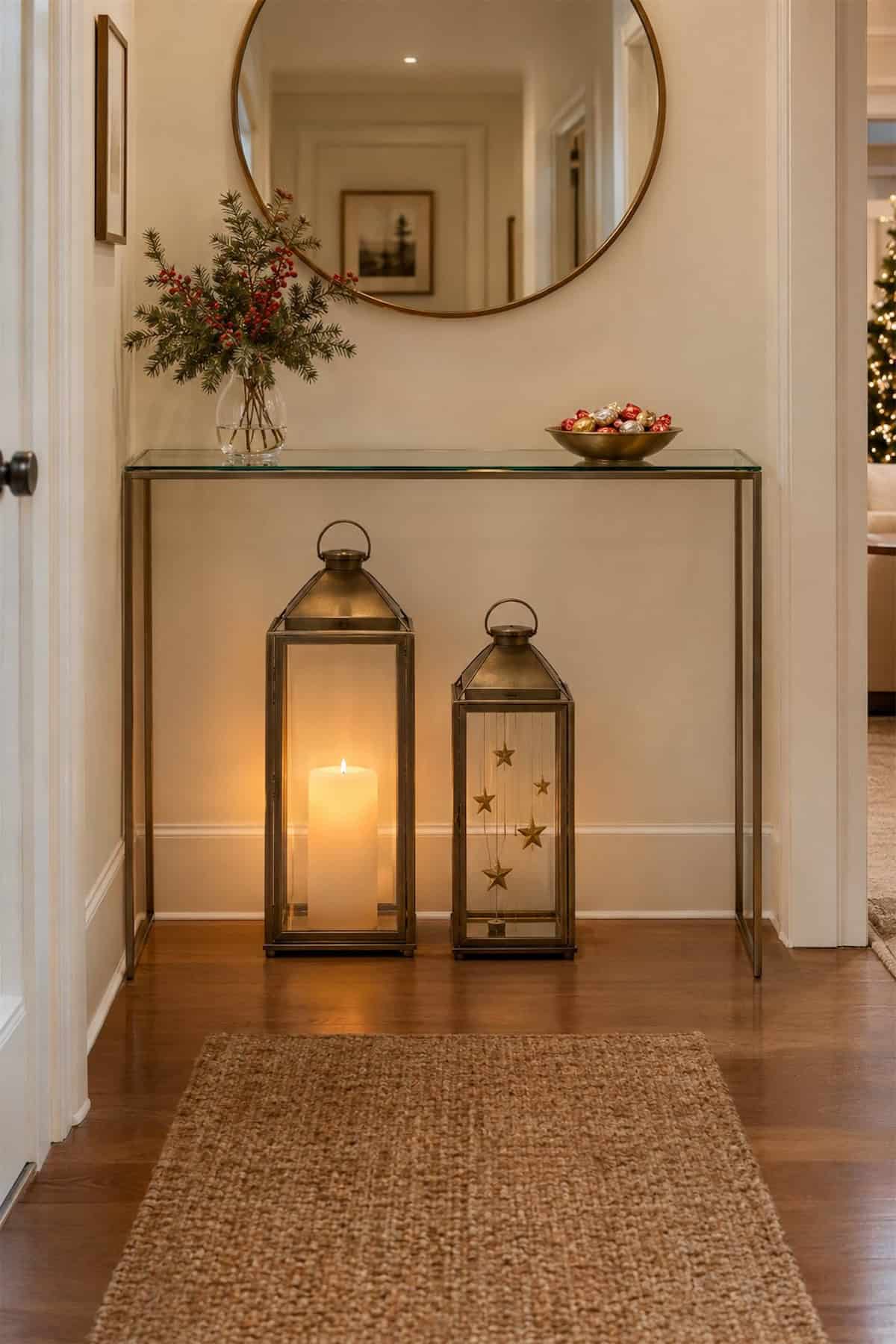 Christmas Lanterns Below the Console