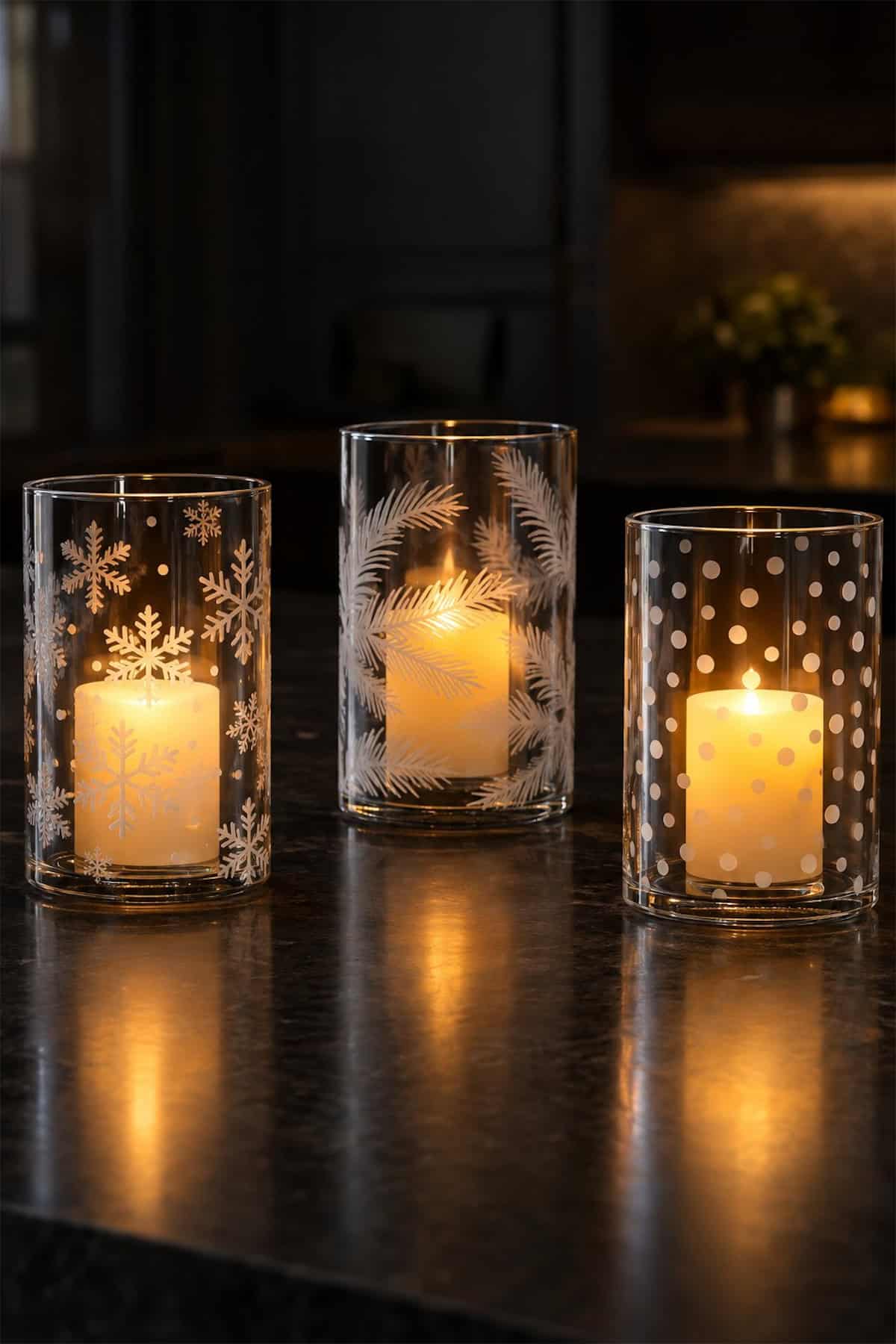 Frosted Christmas Lantern Glass