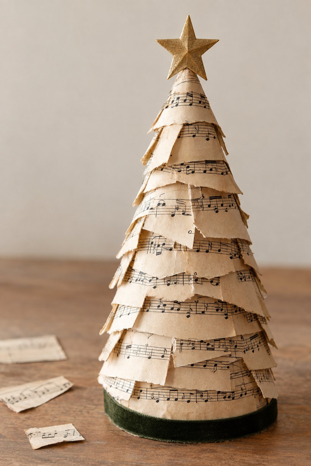 christmas tree cone with sheet music