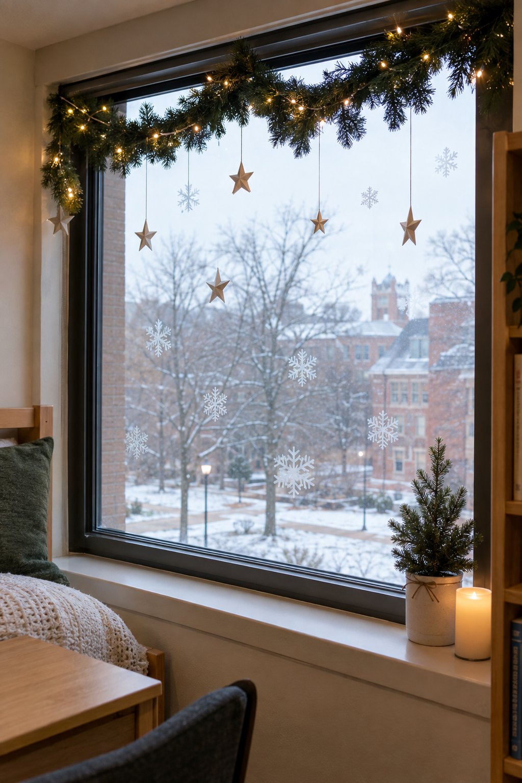 Christmas Stars at the Dorm Window