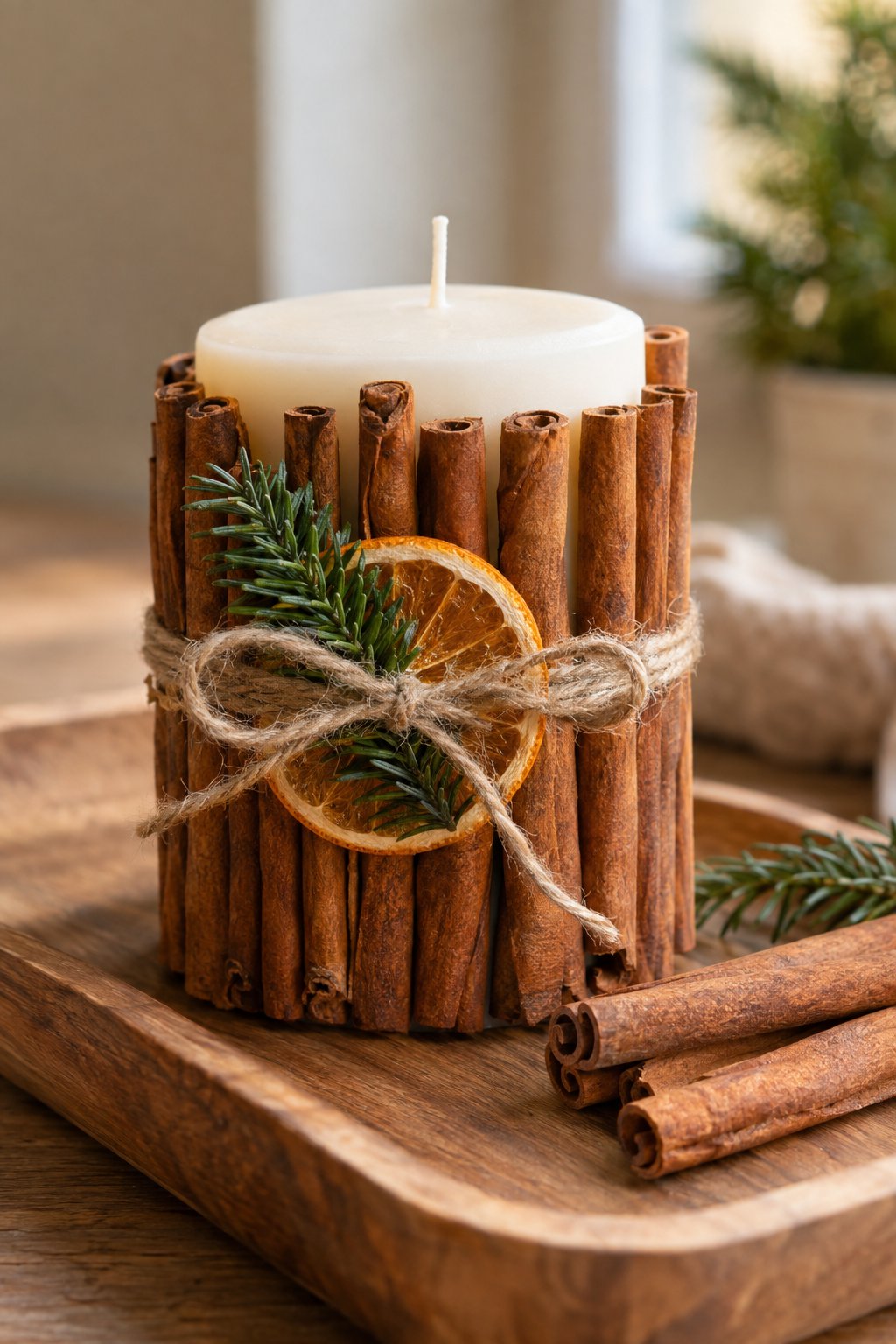 cinnamon stick candle wrap