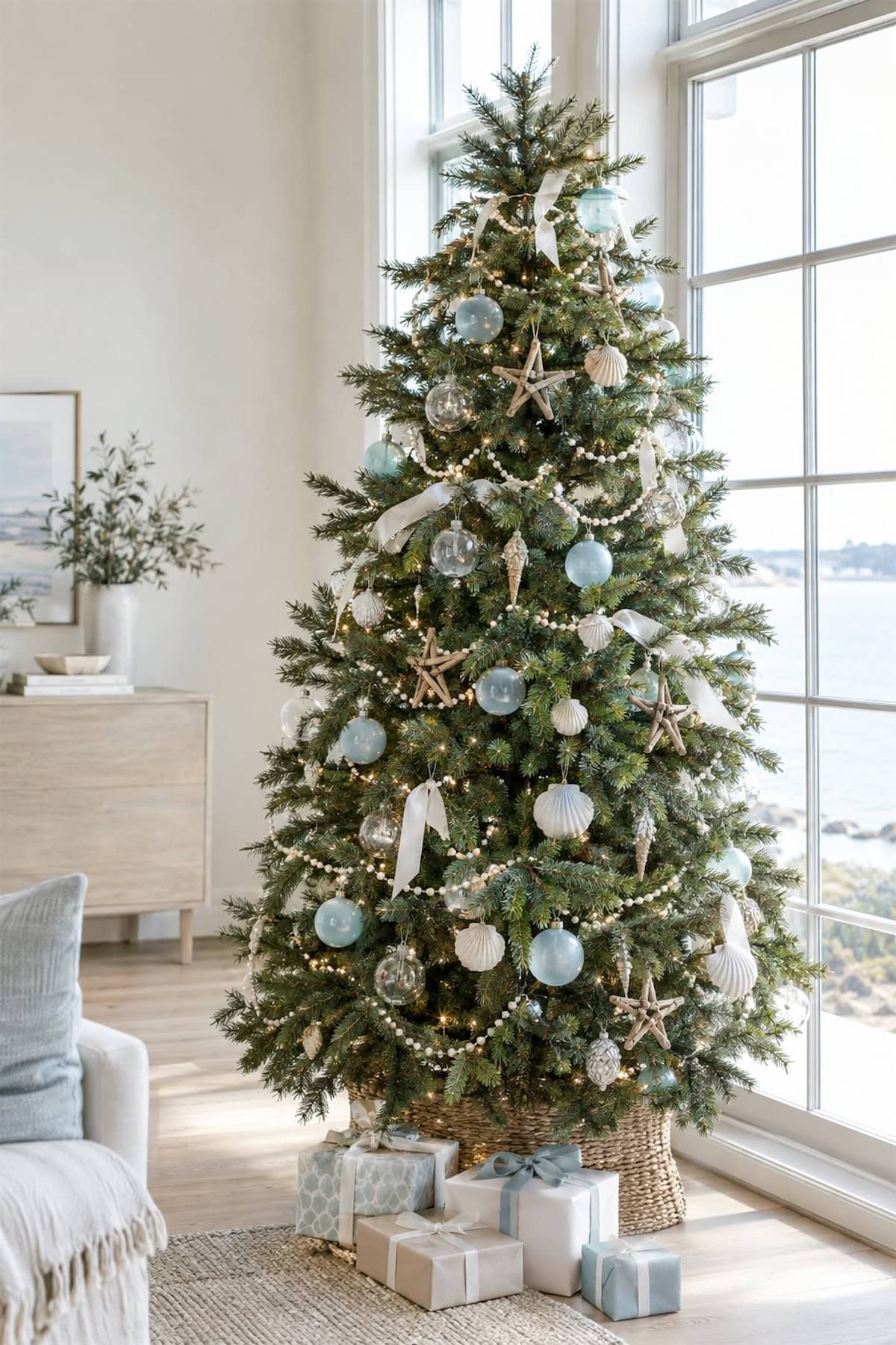 Pale Blue on a Coastal Christmas Tree