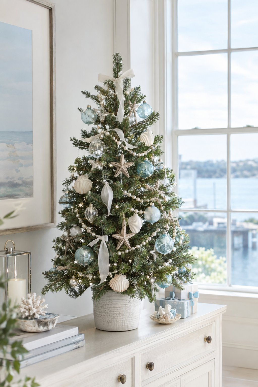 Seashells on a Coastal Christmas Tree
